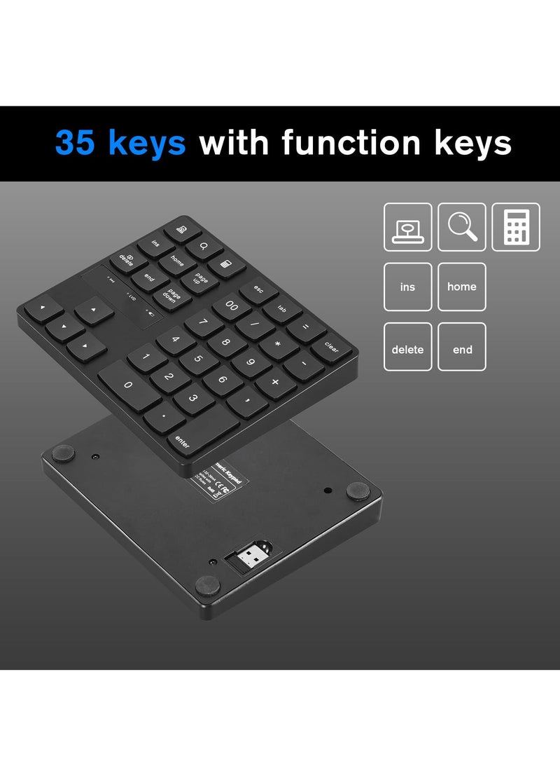 Y&D SYOSI Wireless Number Pad, 2.4G Keypad, Rechargeable 35 Keys Numeric Keypad Ultra-Silent USB-C Compatible for Laptop, Desktop, PC, Notebook  - Image 2
