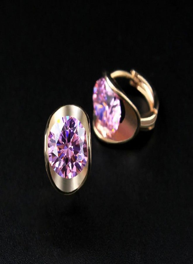 RUVEE Eternal Love Metal Gold Plated and Crystal Stones Stud Alloy Earringss for Women and Girls, Pink - Image 3