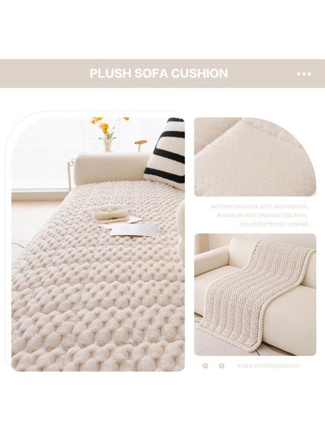 DREAMINGO Pet Couch Covers for Sofa Non Slip Fuzzy Dog Sofa Covers Washable Geometric Jacquard Couch Cushion Protector Beige Pet Bed Mat 27.6x59.1 Inch - Image 4