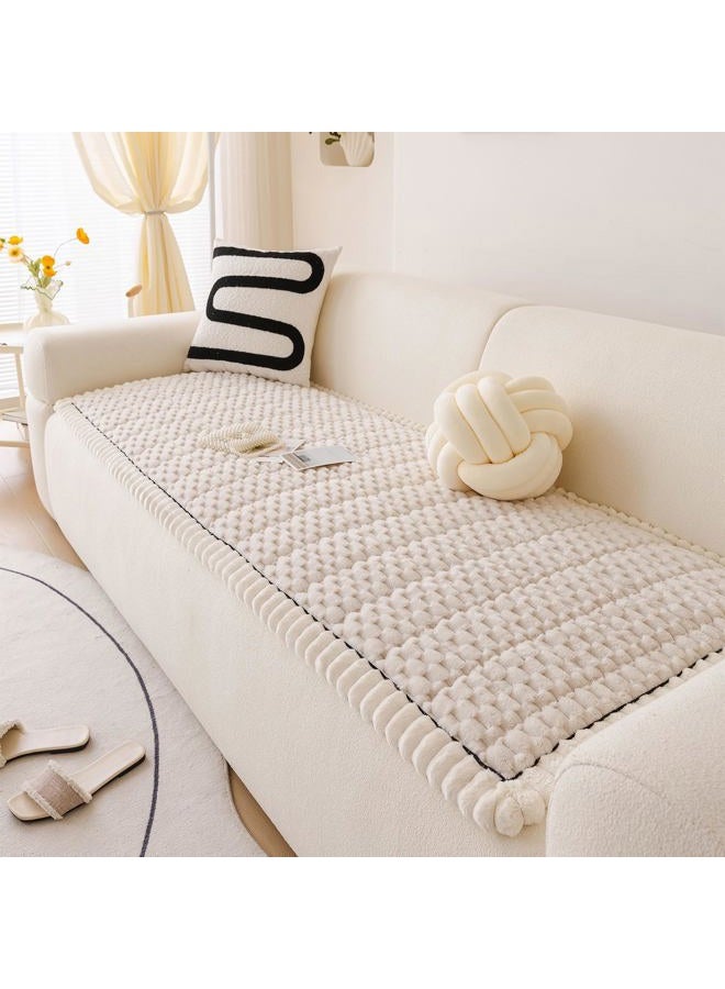 DREAMINGO Pet Couch Covers for Sofa Non Slip Fuzzy Dog Sofa Covers Washable Geometric Jacquard Couch Cushion Protector Beige Pet Bed Mat 27.6x59.1 Inch - Image 1