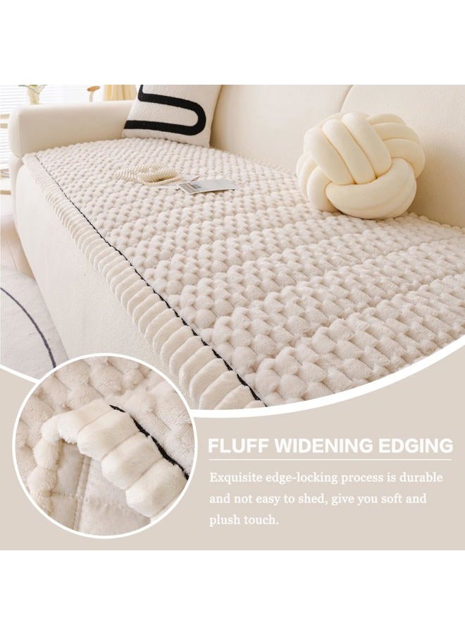 DREAMINGO Pet Couch Covers for Sofa Non Slip Fuzzy Dog Sofa Covers Washable Geometric Jacquard Couch Cushion Protector Beige Pet Bed Mat 27.6x59.1 Inch - Image 3