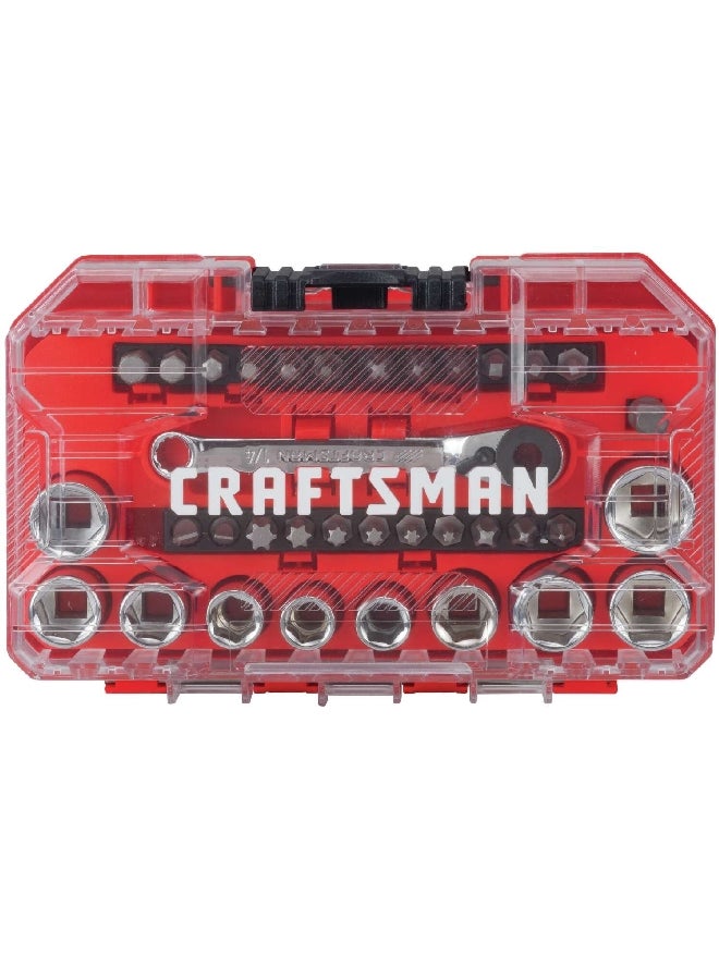 كرافتس مان مجموعة مفكات مكونة من 35 قطعة بالقياس المتري والنظام الأمريكي، مع مفك ذو زاوية صحيحة باللونين الفضي والأسود، وبمقاس 1/4 إنش، 2008838 - Image 3