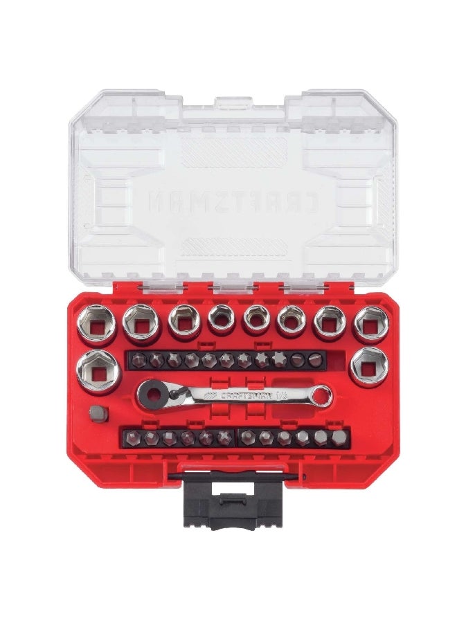 كرافتس مان مجموعة مفكات مكونة من 35 قطعة بالقياس المتري والنظام الأمريكي، مع مفك ذو زاوية صحيحة باللونين الفضي والأسود، وبمقاس 1/4 إنش، 2008838 - Image 2