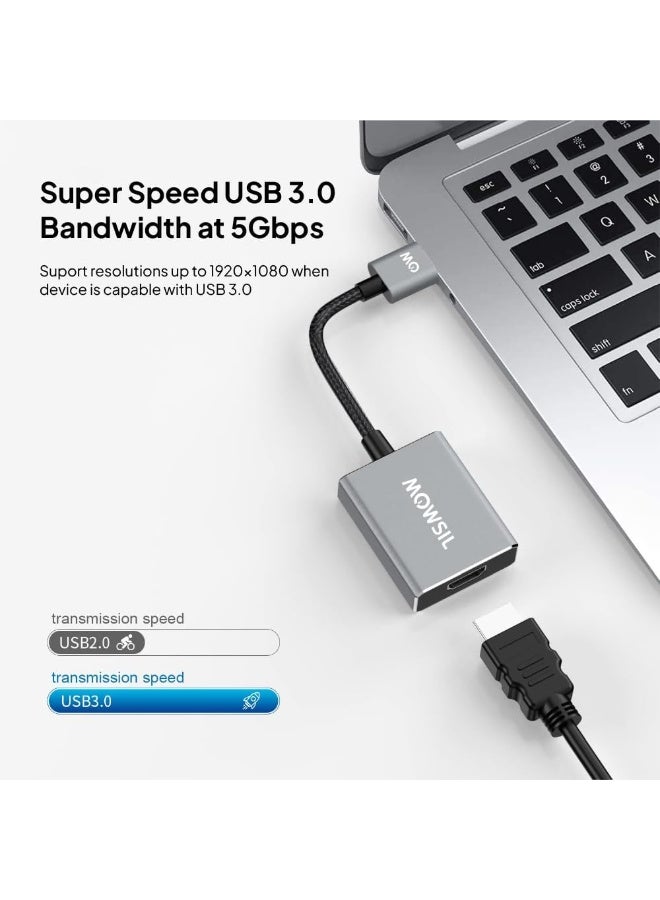 Mowsil USB to HDMI Converter, USB 3.0 to HDMI Adapter,1080P Full HD Video Output - Image 2