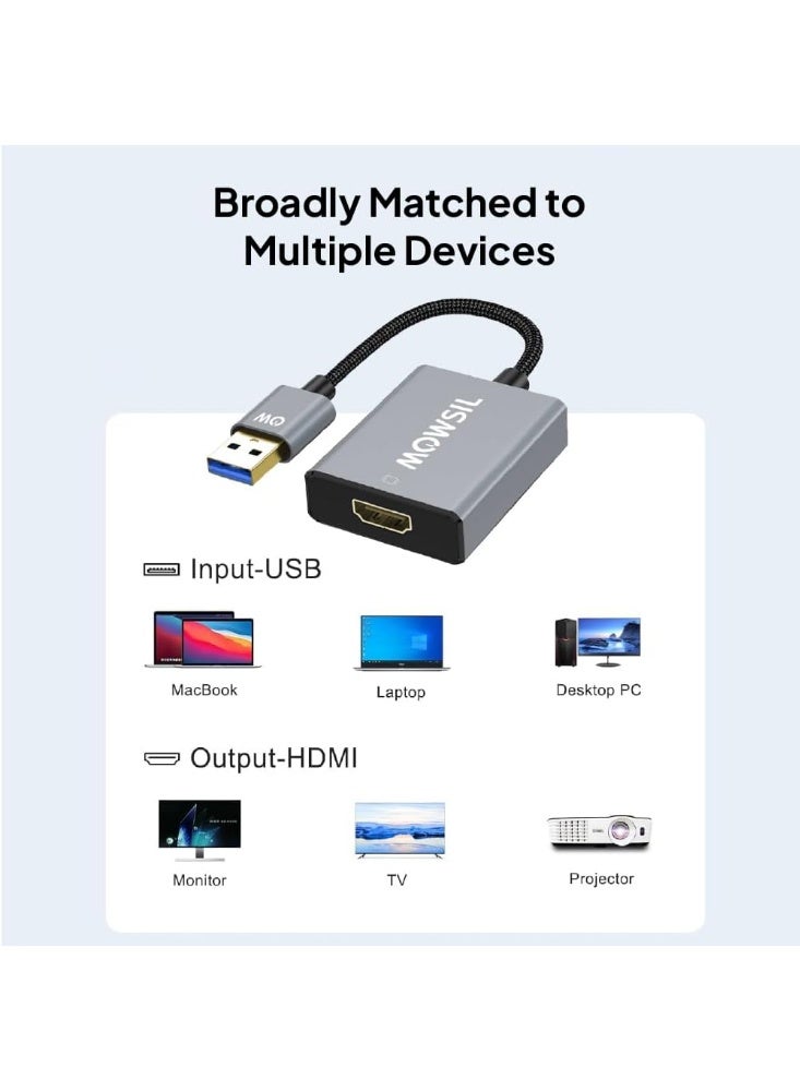 Mowsil USB to HDMI Converter, USB 3.0 to HDMI Adapter,1080P Full HD Video Output - Image 4