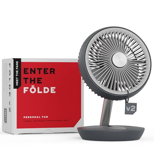 NUUK Folde V2 Personal Rechargeable Fan For Travel|Folds 180° & Fits In Any Bag|Cordless,7-Inch|16 Hr Run Time,4 Wind Speeds|Super Silent BLDC Motor|For Hiking,Picnics,Beach,Camping - Image 1