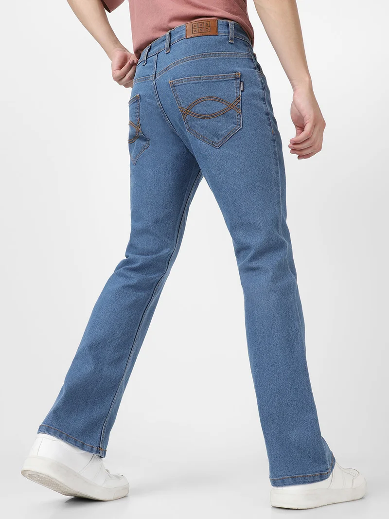 Urbano Fashion  Urbano Fashion Men's Light Blue Washed Bootcut Jeans Stretchable for Men | Best Price UAE