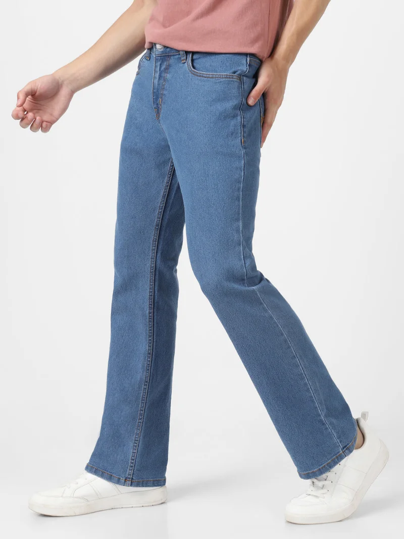Urbano Fashion  Urbano Fashion Men's Light Blue Washed Bootcut Jeans Stretchable for Men | Best Price UAE