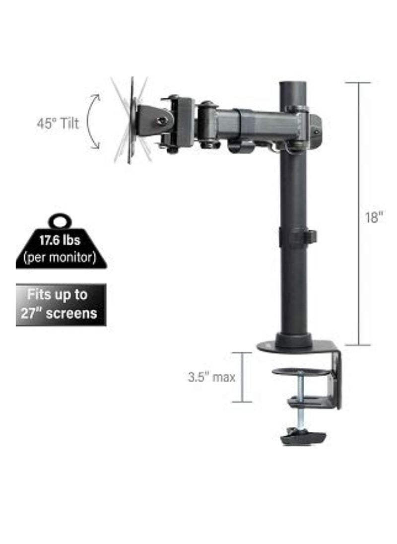 TIGER Fully Adjustable Dual Monitor Desk Mount Stand for 2 LCD Screens – Height Adjustable, Swivel, Tilt, Cable Management, Heavy-Duty Base for Home & Office, Ergonomic Solution for Desk Setup.  - Image 2