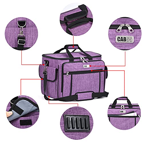 CAB55 Rolling Sewing Machine Case, Detachable Rolling Sewing Machine Carrying Case on Wheels, Trolley Tote Bag with Removable Bottom Wooden Board for Most Standard Sewing Machine -Purple - Image 5