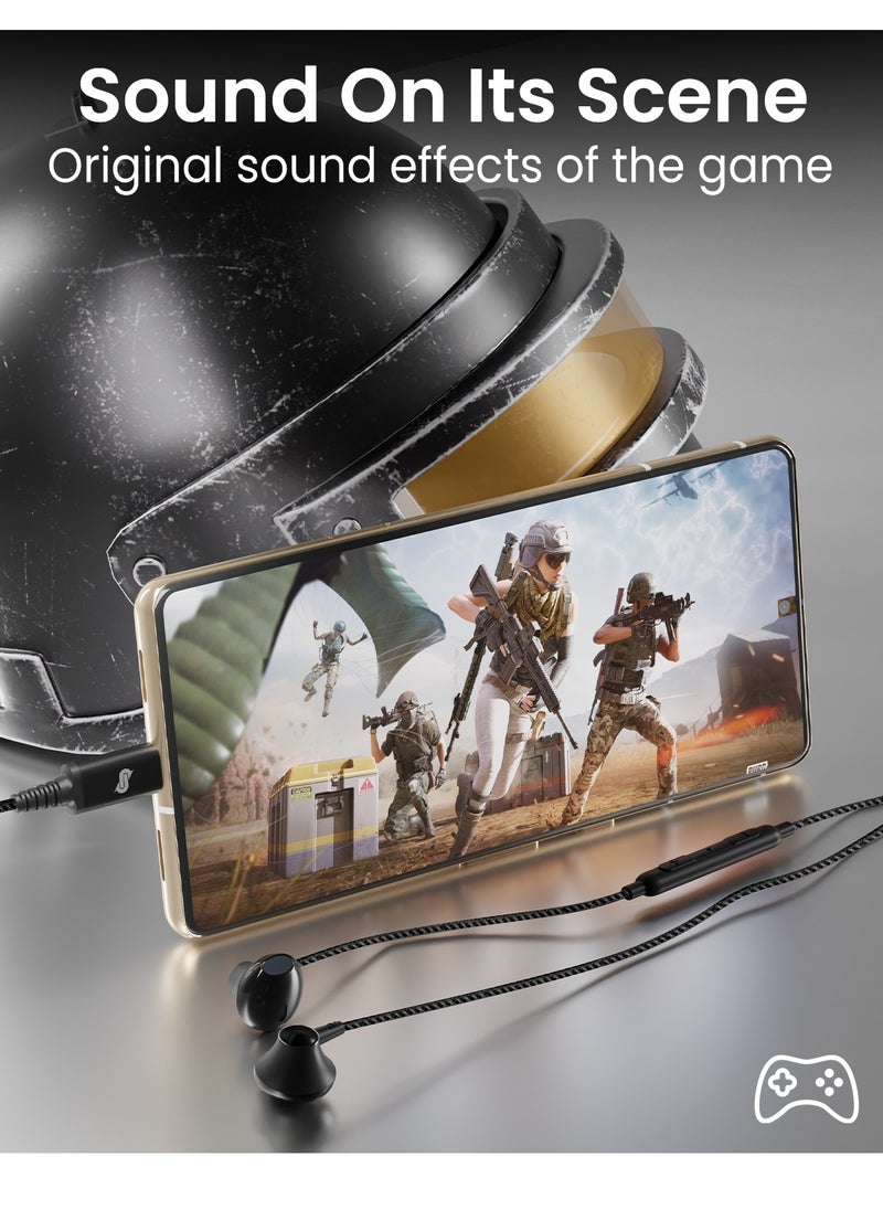 Remson Remson Wired Stereo Earphones USB Type C Connector Headphones Earphone Earbuds Hi-Fi with In-Line Remote Compatible for Samsung Galaxy S21 Ultra 5G S20 FE Note 20 iPad Pro 2018 and Mac Book (Black)  - Image 4