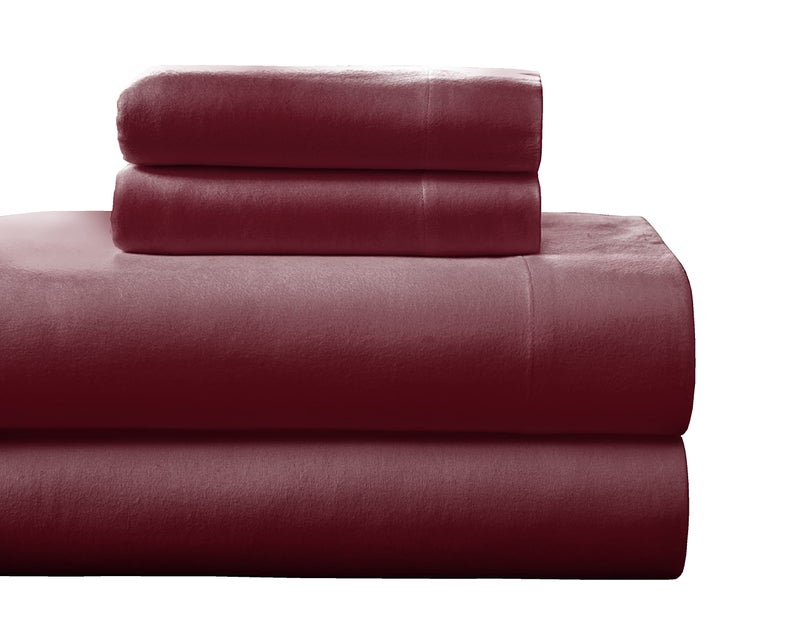 Pointehaven Flannel 170 GSM Sheet Set Full Merlot - Image 1