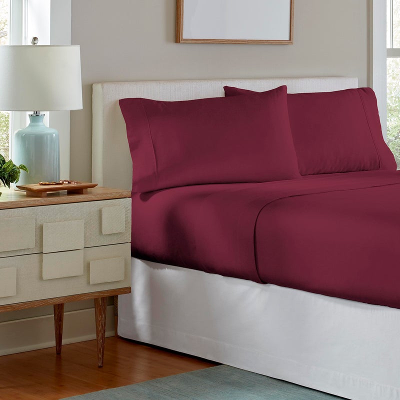Pointehaven Flannel 170 GSM Sheet Set Full Merlot - Image 4