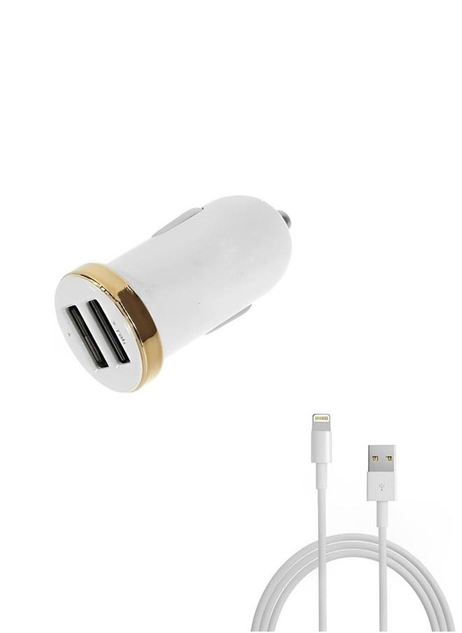 Generic - 2 USB Ports Car Charger with Lightning Cable Included - Image 1