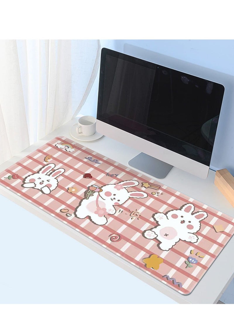 SYOSI Desktop Mouse Pad, Cute Cartoon Rabbit Theme Mouse Keyboard Pad Large Game Desk Pad Suitable for Game Writing Bedroom Office Work Supplies Laptop Desk Pad ( 30x80 cm) - Image 2