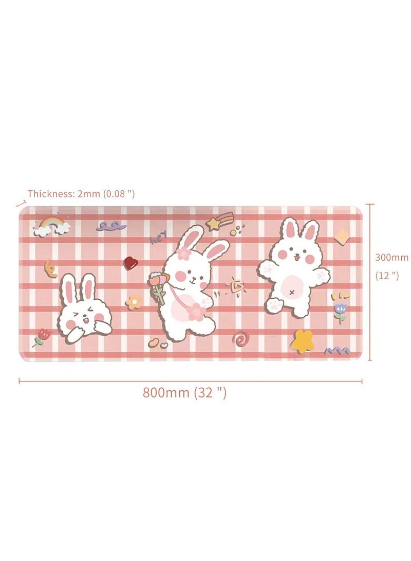 SYOSI Desktop Mouse Pad, Cute Cartoon Rabbit Theme Mouse Keyboard Pad Large Game Desk Pad Suitable for Game Writing Bedroom Office Work Supplies Laptop Desk Pad ( 30x80 cm) - Image 4