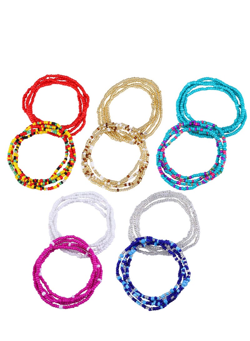 SYOSI 10 قطع مجموعة خرز الخصر مع صندوق سلسلة جسد ملونة خرز بطن مجوهرات بيكيني صيفية للنساء والفتيات - Image 1