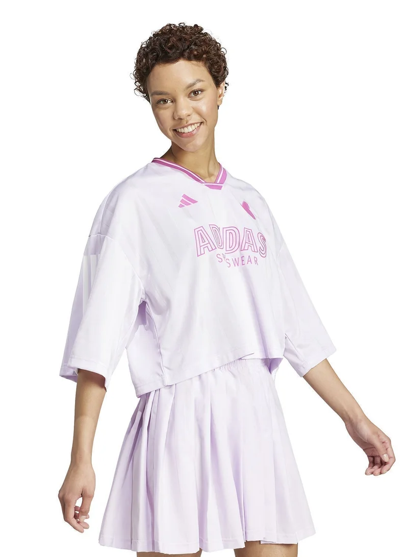 اديداس تيشيرت شبكي واسع بتصميم 3 خطوط من تيرو