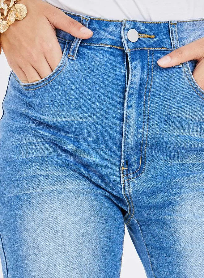 ستايلي High Rise Washed Straight Fit Jeans