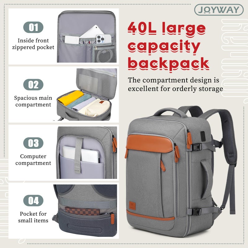 Joyway Expandable Carry on Luggage Sets Airline Approved, Lightweight Hard Shell 20 Inch Carry-on Suitcase with Spinner Wheels - Image 3