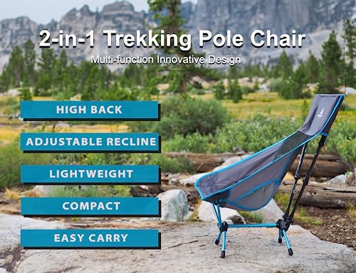 Get Out Gear TrekChair V2 Highback Backpacking Chair 2in1 Trekking Pole and Camp Chair System Extra Large and Wide with Headrest Ultralight Compact Packable and Lightweight Hiking Chair - Image 3