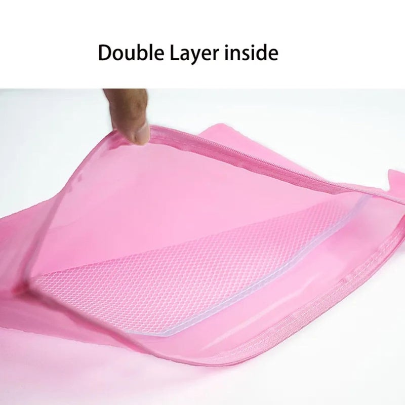 Goldleaf Mesh Zipper File Bags – PVC Waterproof Double-Layer Document Pouch Folder Holder for Office, School & Travel – Multi-Colored B4/B5/A4/A5/A6 Size Clear Plastic Storage Bags – Pack of 5 - Image 2
