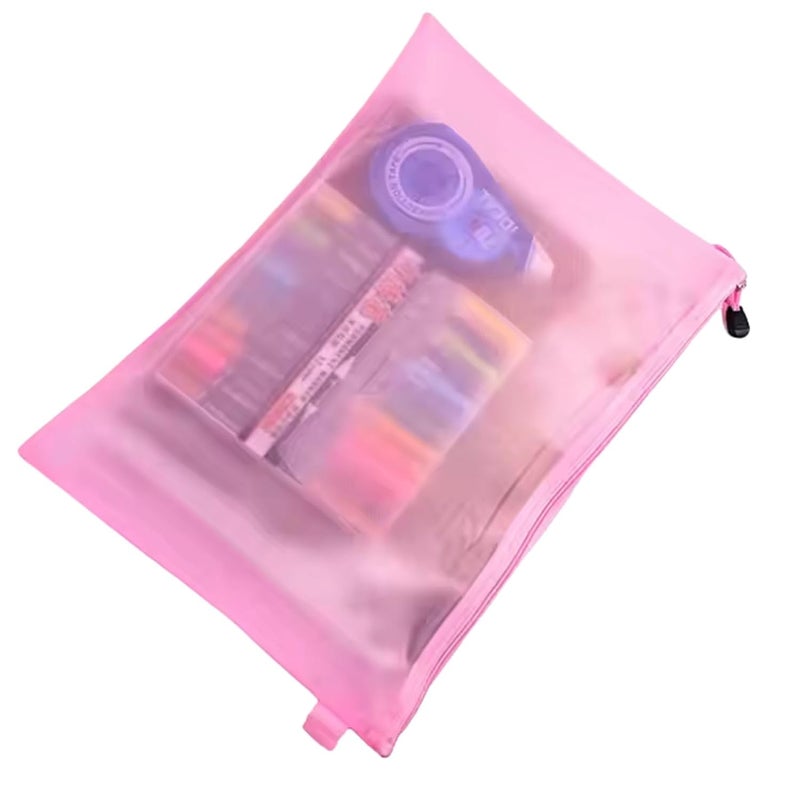Goldleaf Mesh Zipper File Bags – PVC Waterproof Double-Layer Document Pouch Folder Holder for Office, School & Travel – Multi-Colored B4/B5/A4/A5/A6 Size Clear Plastic Storage Bags – Pack of 5 - Image 5