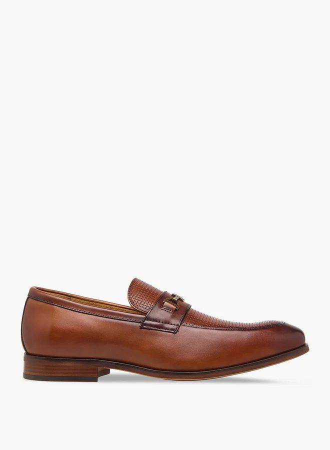 DUCHINI Men's Textured Slip-On Loafers with Metal Accent