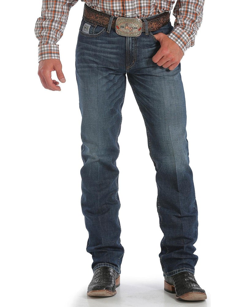 Cinch Men's Silver Label Slim Fit Jean, Performance Dark Stonewash, 28W x 32L - Image 2