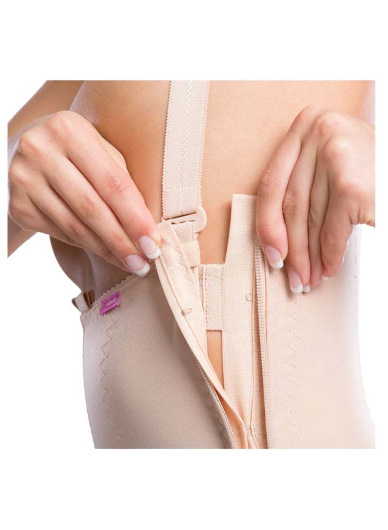 HT Women's high-waisted tummy corset with side zippers and support straps, body corset to shape the abdomen and waist for daily use, HT, beige, S - Image 3