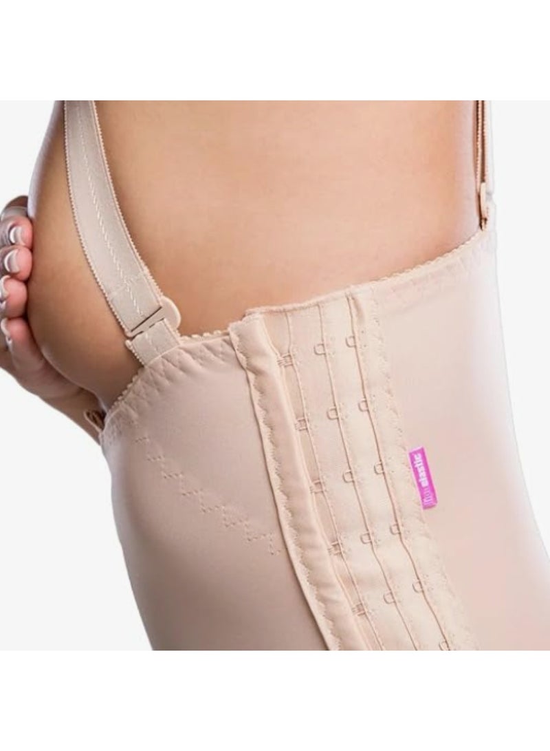 HT Women's high-waisted tummy corset with side zippers and support straps, body corset to shape the abdomen and waist for daily use, HT, beige, S - Image 4