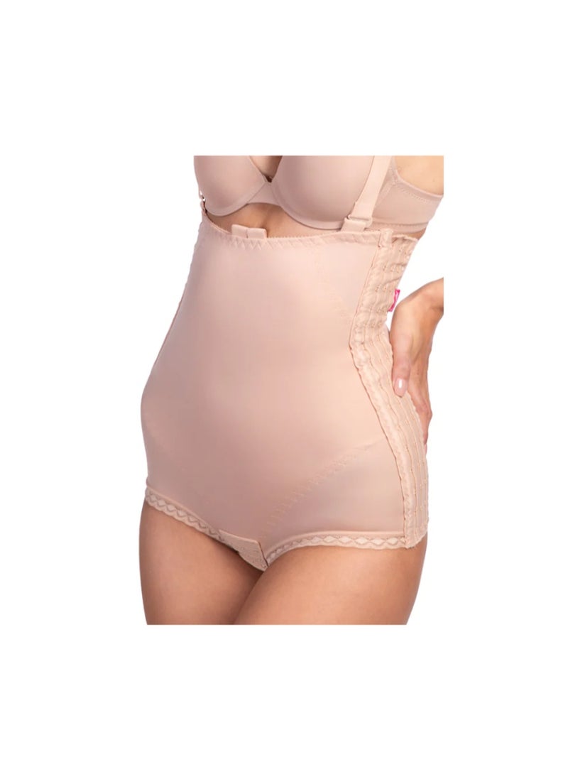 HT Women's high-waisted tummy corset with side zippers and support straps, body corset to shape the abdomen and waist for daily use, HT, beige, S - Image 5