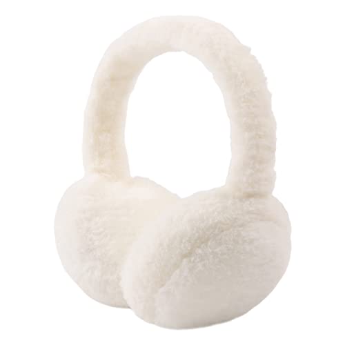 PESAAT Fluffy Ear Muff for Women Plush Foldable Earmuffs Kids Winter Earmuffs Girls Boys Cold Weather Ear Warmer (White) - Image 1