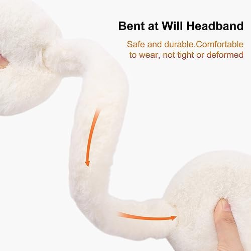 PESAAT Fluffy Ear Muff for Women Plush Foldable Earmuffs Kids Winter Earmuffs Girls Boys Cold Weather Ear Warmer (White) - Image 4