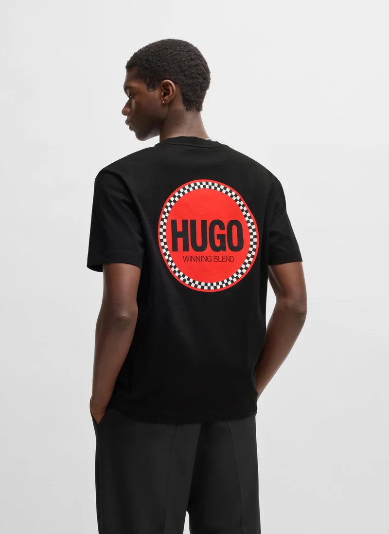 HUGO Cotton-jersey T-shirt with racing logos