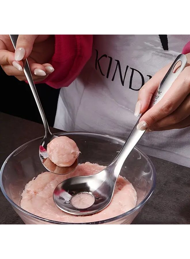 1 Piece Stainless Steel Hole Spoon For Making Meatballs Olive Design Kitchen Utensil - Image 3