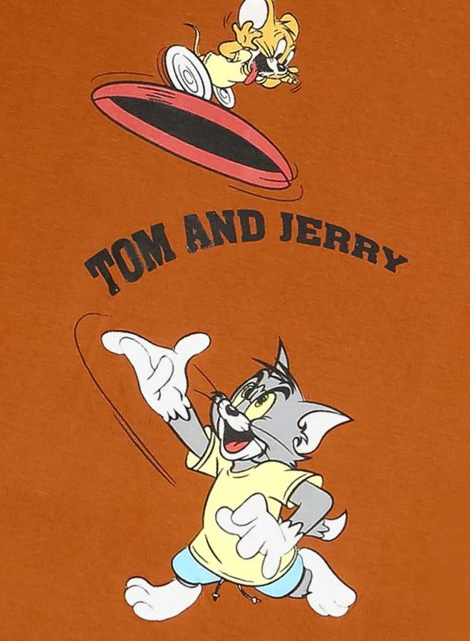 Tom And Jerry Graphic Print Round Neck Fashion T-shirt