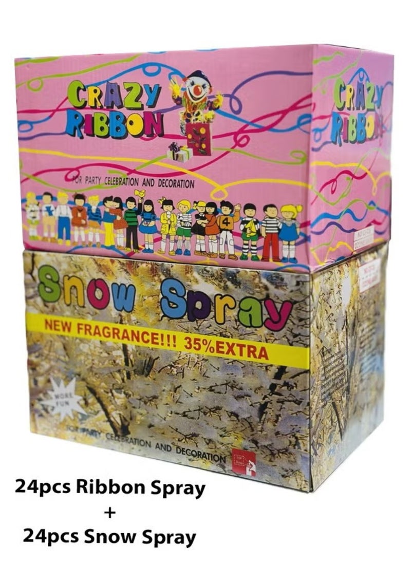 48pcs-White snow and Coloured String Ribbon spray for party Celebration and Decoration - Image 1