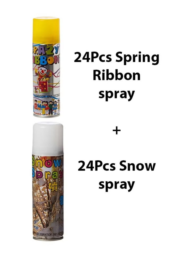 48pcs-White snow and Coloured String Ribbon spray for party Celebration and Decoration - Image 2