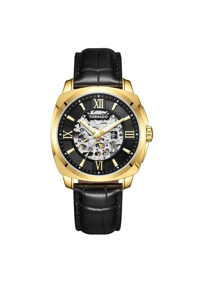 TORNADO Men's Genuine Leather Automatic Watch T7316-GLBB - 42.4 mm