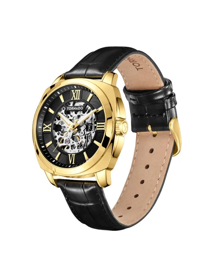 TORNADO Men's Genuine Leather Automatic Watch T7316-GLBB - 42.4 mm