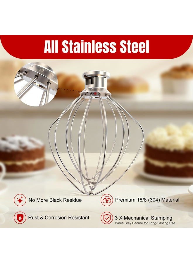 Mttobo Dishwasher Safe K45WW Wire Whip for Kitchenaid Whisk Attachment 4.5QT-5QT Tilt-Head Stand Mixer,-All Stainless Steel Kitchen aid Whisk Attachment for Cream, Frostings, Cakes - Image 5
