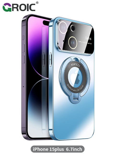 For iPhone 15 Plus Case with Magnetic Invisible Stand, Compatible with MagSafe, Official Color Match for iPhone, Phone Cover with Lens Protection,iPhone 15 Plus 6.7'' Shockproof Phone Shell