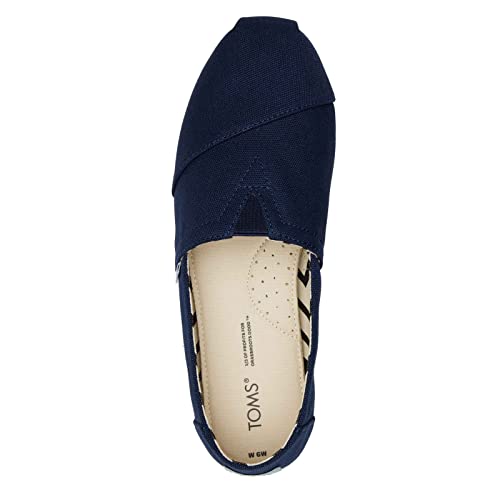 TOMS Women's Alpargata Recyled Cotton Canvas Loafer Flat, Navy, 9 Wide - Image 5