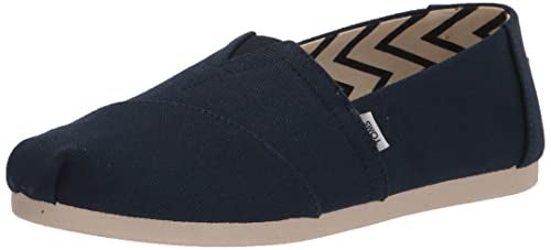 TOMS Women's Alpargata Recyled Cotton Canvas Loafer Flat, Navy, 9 Wide - Image 1