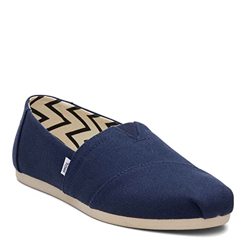 TOMS Women's Alpargata Recyled Cotton Canvas Loafer Flat, Navy, 9 Wide - Image 2