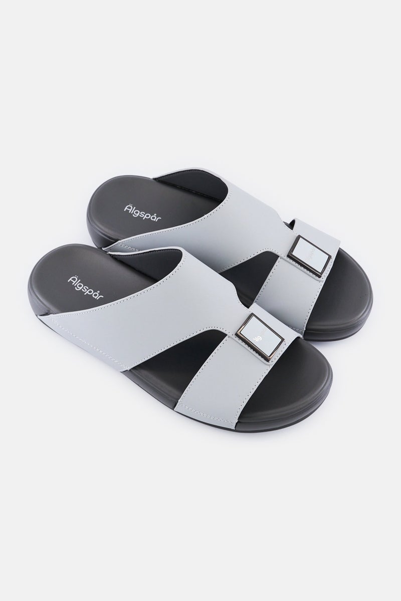Algspar Men 2 Strap Slip On Arabic Sandals, Grey - Image 2