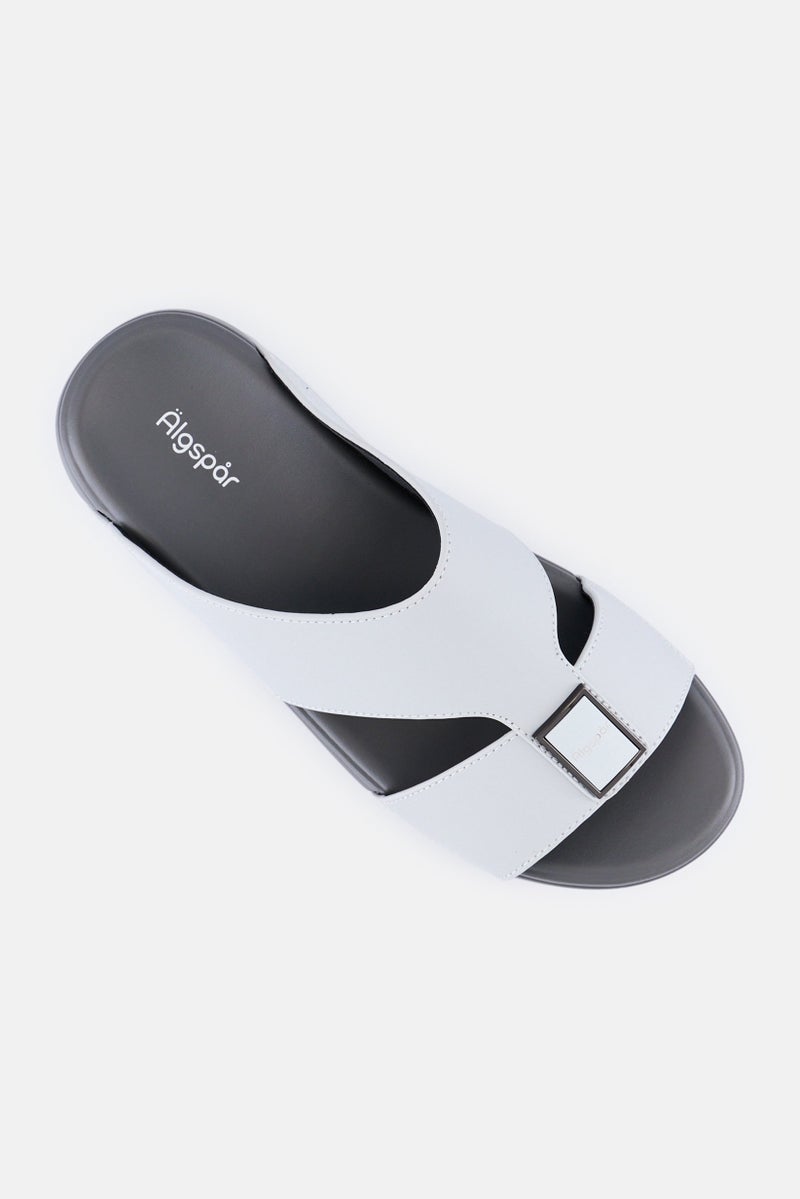 Algspar Men 2 Strap Slip On Arabic Sandals, Grey - Image 4