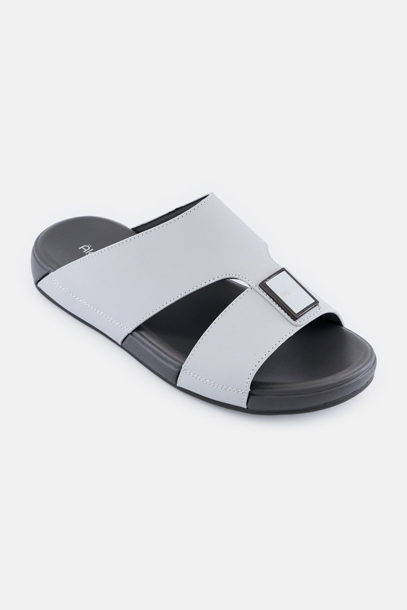 Algspar Men 2 Strap Slip On Arabic Sandals, Grey - Image 1