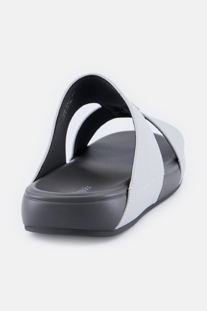 Algspar Men 2 Strap Slip On Arabic Sandals, Grey - Image 3